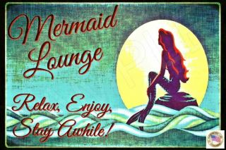 Mermaid Lounge Made In Usa 8 " X12 " All Weather Metal Margaritaville Beach Decor