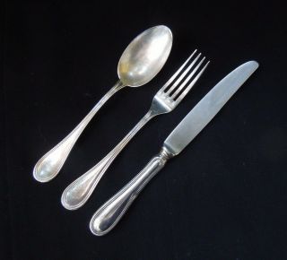 Solid 800 Silver Italy Vintage Utensils Set Fork/spoon/knife Godmother 