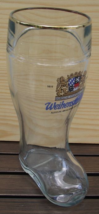 1.  5 Liter Weihenstephan Glass Beer Boot,  Bavaria,  Germany World 