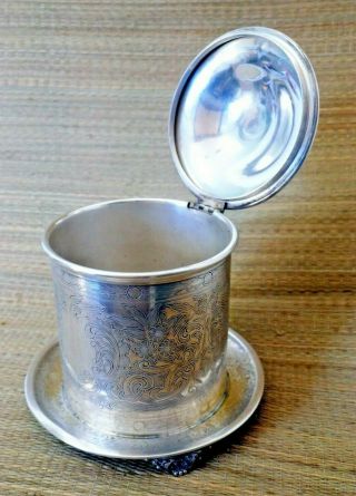 Antique Barker Ellis Silver Plate Copper Engraved Biscuit Barrel / Tea Caddie