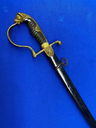 German Wwi Imperial Lion Head Cavalry Officers Sword And Scabbard