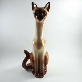 Vintage Kitsch Siamese Cat Planter Large 17.  5 Inch Tall Ceramic Hand Painted