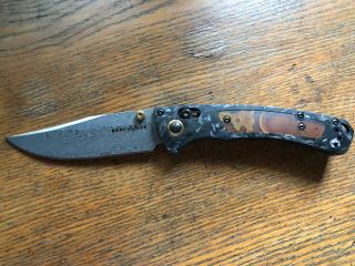Benchmade Gold Class 15085 - 201 Limited Mini Crooked River Damasteel Blade