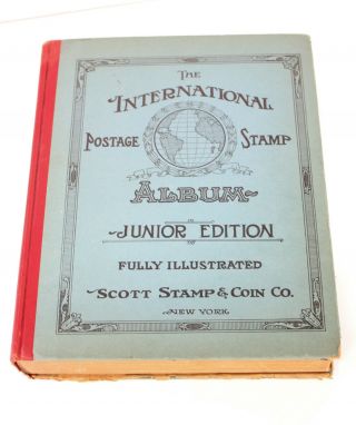 Vintage 1935 The International Postage Stamp Album Jr Edition W/ Stamps