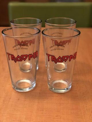 Robinson’s Trooper Beer Pint Glasses.  Set Of 4.