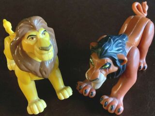 2 Disney Vtg Lion King Burger King Toy Figures Scar/mufasa