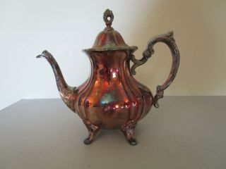 Vintage Epca Lancaster Rose By Poole 400 Silver Plate Large Footed Tea Pot