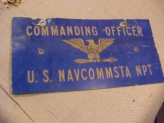 Vintage Us Navcommsta Npt Newport Ri Commanding Officer License Plate