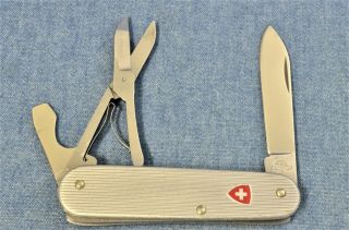 70s Victorinox Elinox Voyageur Ribbed Alox Red Swiss Shield Swiss Army Knife Vtg