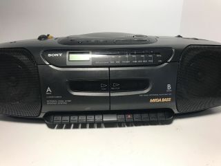 Vtg Sony Mega Base Boombox Cfd - 110 Portable Dual - Tape Cd Radio