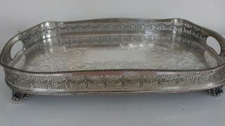 Large Vintage Ep Copper Chased Tray 2 Kg.  18 Inches