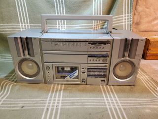 Vtg Jvc Pc - T5c Stereo Radio Cassette Recorder Boom Box Ghetto Blaster.