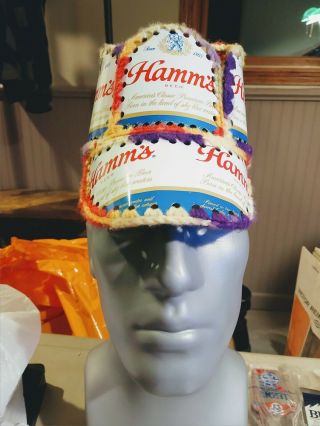 Cc Handmade Crochet Hamm’s Beer Can Hat Retro Hipster Party Cap