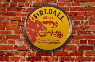 17  Fireball Whiskey Dome Metal Sign,  Living Room,  Home Bar,  Man Cave Advertise