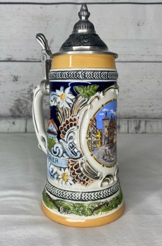Vintage Gerz Beer Stein With Lid - Made In Germany - Rothenburg O D Tauber Scene