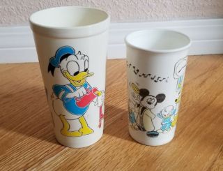 Vintage Walt Disney Mickey Mouse Donald Duck Plastic Cups