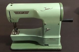 1950s Vintage Elna Junior Sewing Machine With Metal Case 2