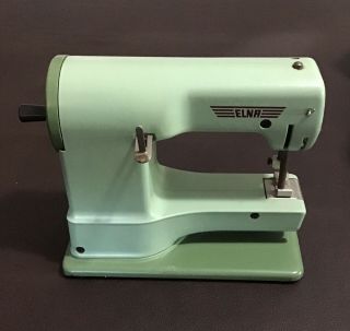 1950s Vintage Elna Junior Sewing Machine With Metal Case 3