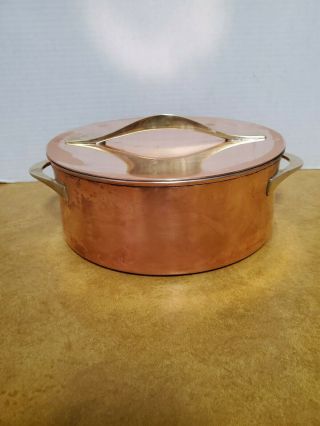 Vintage Mid - Century Jens Quistgaard Copper Pot W/lid /porcelain insert/ handled 3