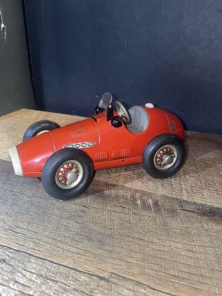 Schuco Vintage Grand Prix Racer 1070 Red 4 Wind Up Tin Car West German Made