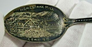 Homestake Mill Souvenir Spoon Lead SD Sterling Silver Vintage 15.  9 Grams 2