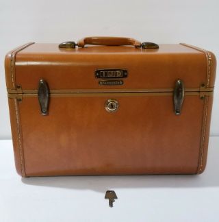 Vintage Samsonite Train Beauty Case With Key ♡beautiful♡ Tan Vanity Luggage