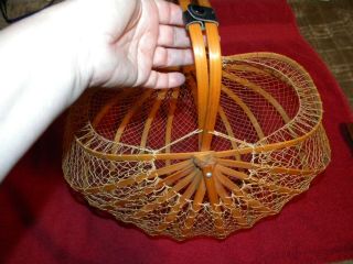 Vintage Japanese Bamboo Folding Purse And Folds Flat Fishing Net Type