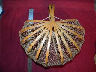 Vintage Japanese Bamboo Folding Purse and Folds Flat Fishing Net Type 2