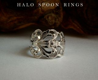 Pretty Ethereal Solid Silver Viking Rose Spoon Ring Last One Available