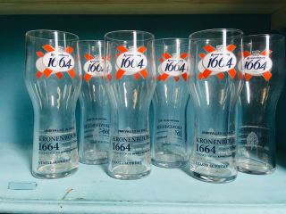Kronenbourg 1664 French Beer Pint Glasses X 6 - Very Good - Home Bar