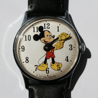 Vintage Walt Disney Mickey Mouse 1969 Timex Watch In Order & Keeps Time