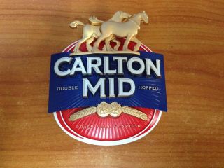 Carlton Mid Double Hopped Metal Beer Tap Badge