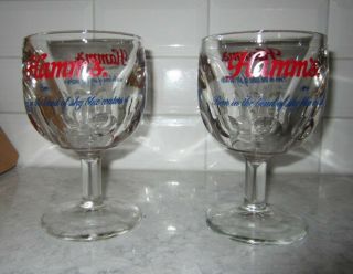 Set 2 Hamm’s Beer Goblet Thumb Print Stemware Bar / Pub Glasses Mug