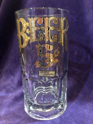Vintage Culver Beer Stein Glass Mug 5 Cents W/ 22k Gold Lettering Large