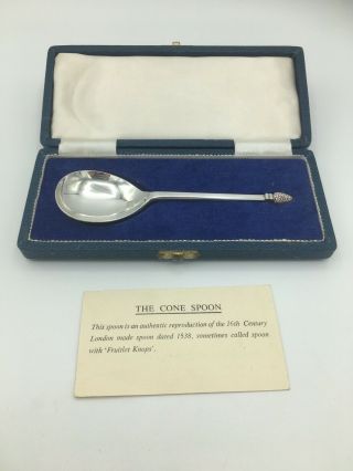 Tudor Style Boxed Cj Vander Solid Silver Cone Spoon London 1968