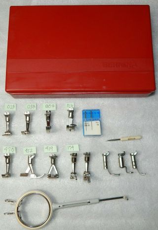 Vintage Bernina Sewing Machine Presser Foot Feet With 13 Feet And Case