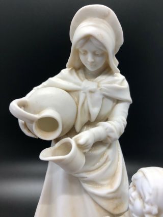 Antique Vintage German Bisque Figurine Statue Mother And Child Pouring Water 2