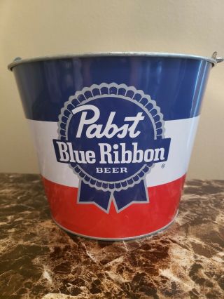 Pabst Blue Ribbon Pbr Galvanized Metal Beer Bucket Pail