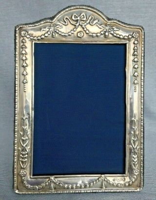 Vintage Carrs Of Sheffield Silver Photo Frame Ribbon Swags & Tails C1992