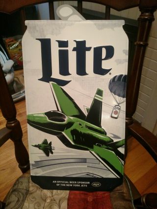 Miller Lite Beer Can Shaped Tin Wall Tacker Beer Sign.  24 X 13 "