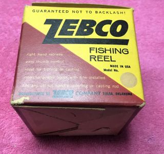 Rare Vintage Zebco " Spinner Model 33 " Casting Reel W/box Made In U.  S.  A.