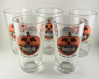 Set Of 5 The Traveler Beer Co.  Pumpkin Shandy 16 Ounce Pint Glasses