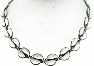 Vintage David Andersen Sterling Silver/guilloche Enamel Double Leaf Necklace