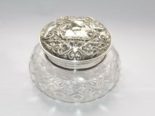 Vintage Solid Silver Sterling Dressing Table Glass Jar Birmingham 1983