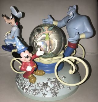 Disney 25th Anniversary Musical Snowglobe Snow Globe Genie Goofy Mickey