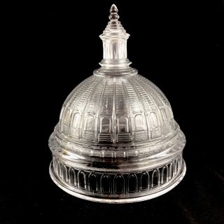 Vintage Clear Glass Bell Jar Cloche Dome Us Capitol Building Architectural 12 "