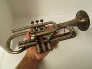 J.  W.  York And Sons Perfec - Tone Cornet; Silver Plated Vintage Trumpet