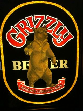 Grizzly Beer Canadian Lager Mirror Light Sign