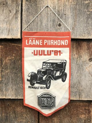 Rare Vintage Renault 6cv Automobile Car Dealership Pennant Banner