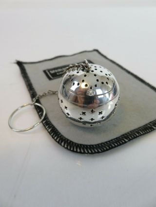 American Art Deco Sterling Silver Tea Ball Infuser & Pouch,  C1920s